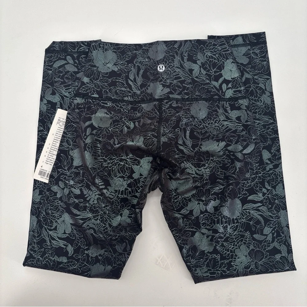 Lululemon Wunder Under tight 25” Shine Flourish Black Size 4 NWT - Picture 3 of 5